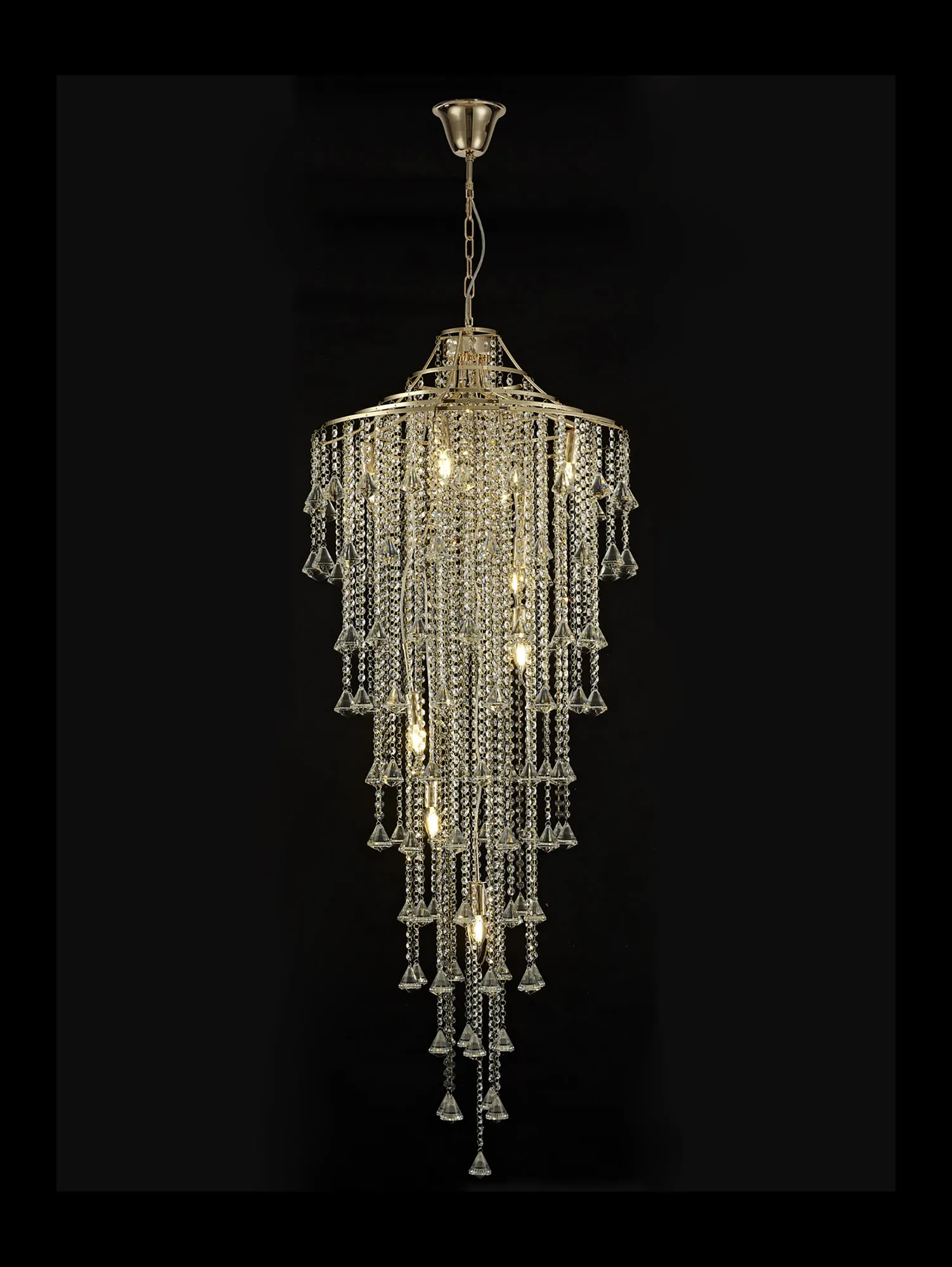 Inina French Gold Crystal Ceiling Lights Diyas Statement Crystal Fittings